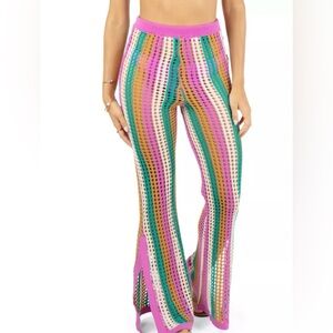 Hurley Stripe Crochet Beach Pants Size Medium NWT